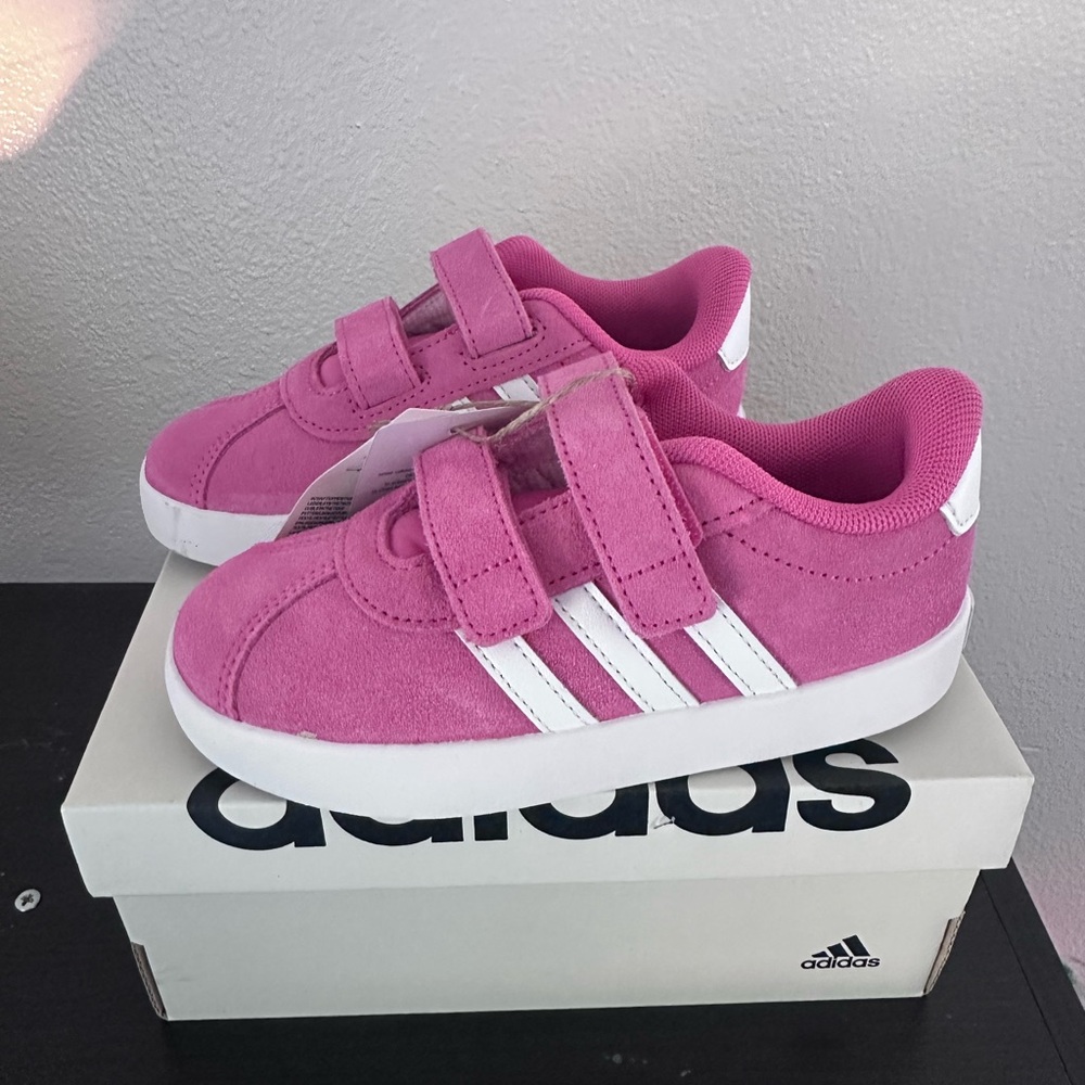 Adidas Kids Sneakers in Pink with White Stripes